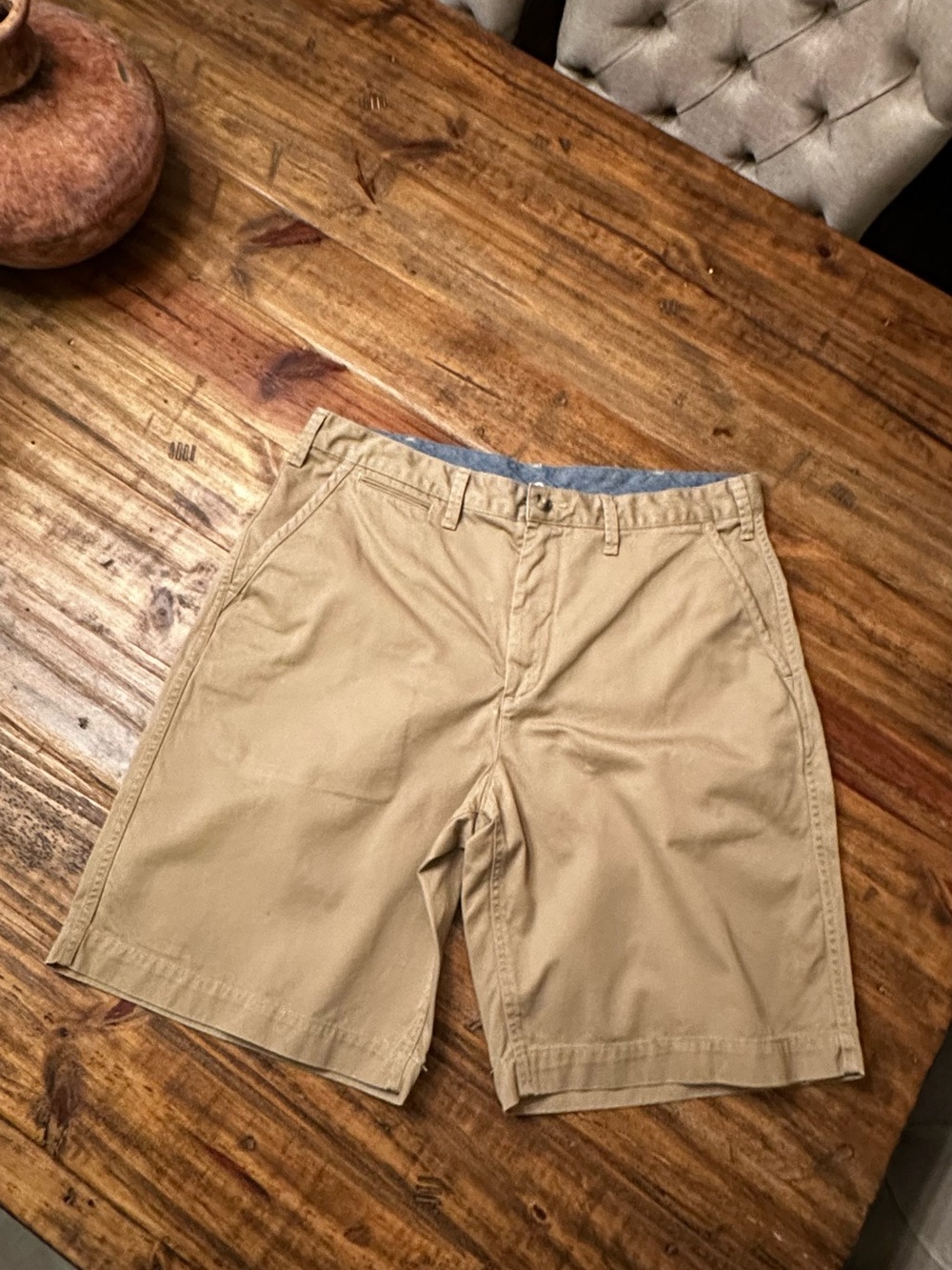 Ralph Lauren Khaki Flat-Front Cotton Shorts
